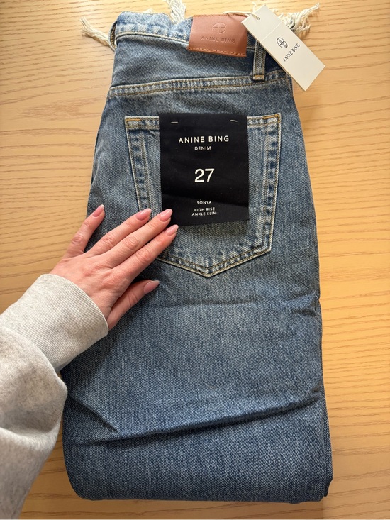 Anine Bing Denim - Anine Bing Sonya High-Rise Slim Jeans in Classic Blue Denim